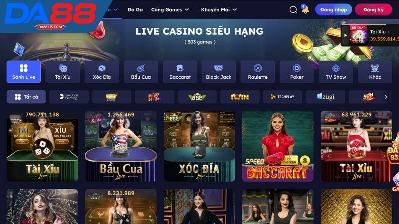Sảnh cá cược Live Casino Da88 Sảnh cá cược Live Casino Da88